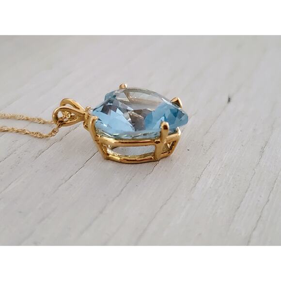 Vintage 14k Gold Clyde Duneier Heart Topaz Necklace - Picture 3 of 7